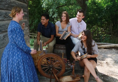 High school class learns about spinning at Black Creek Pioneer Village