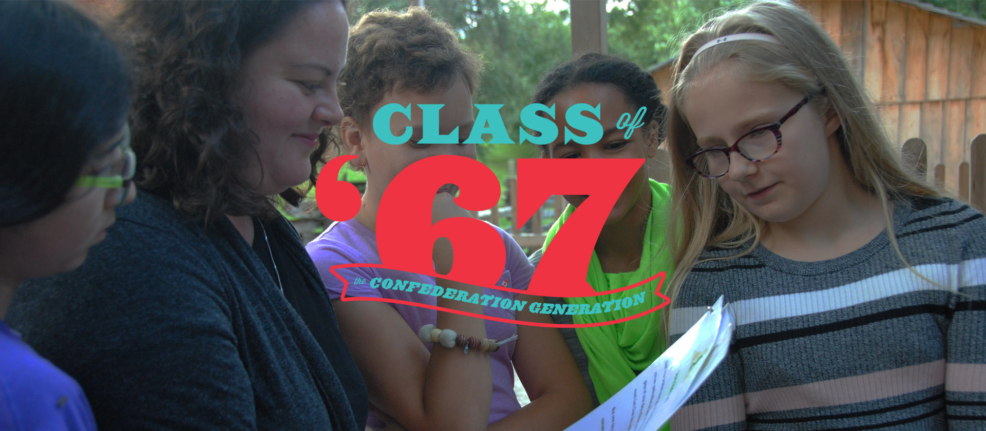 students and teacher play Class of 67 game at Black Creek Pioneer Village