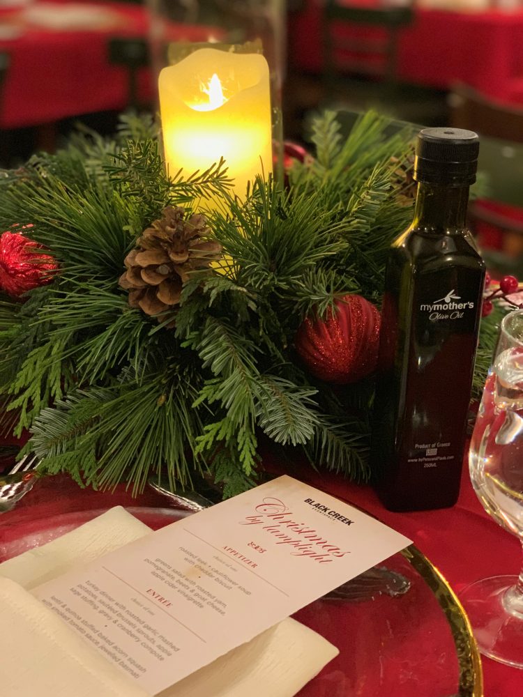 A Christmas centrepiece on the table