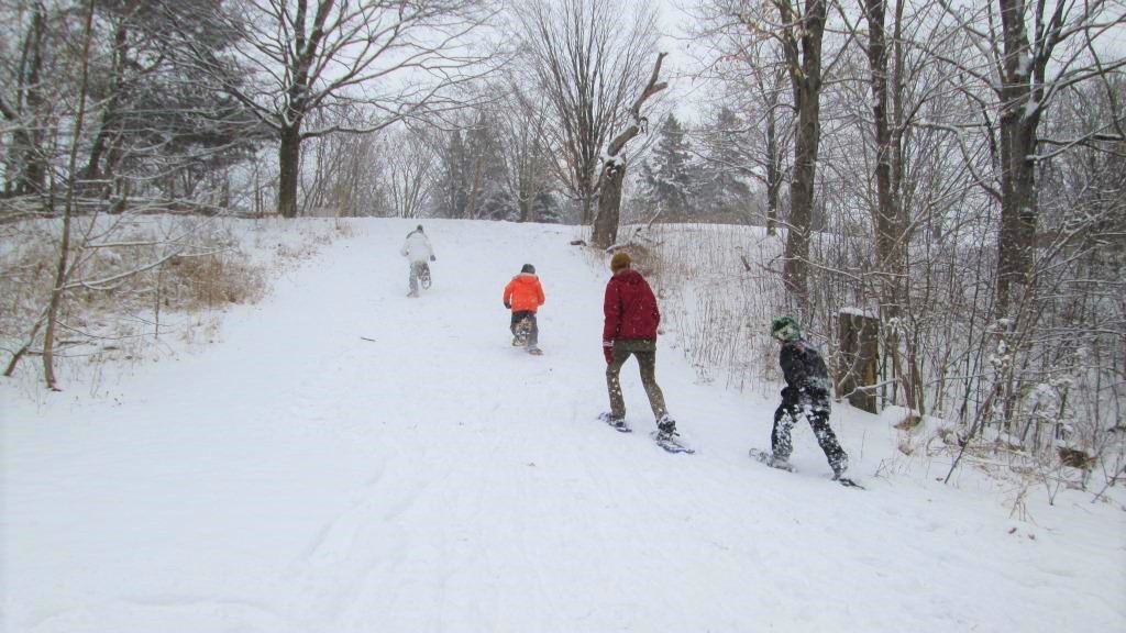 Snowshoeing in the snow