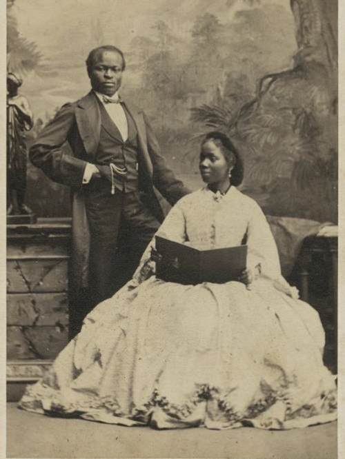 photograph of 1860s African American couple in period clothes