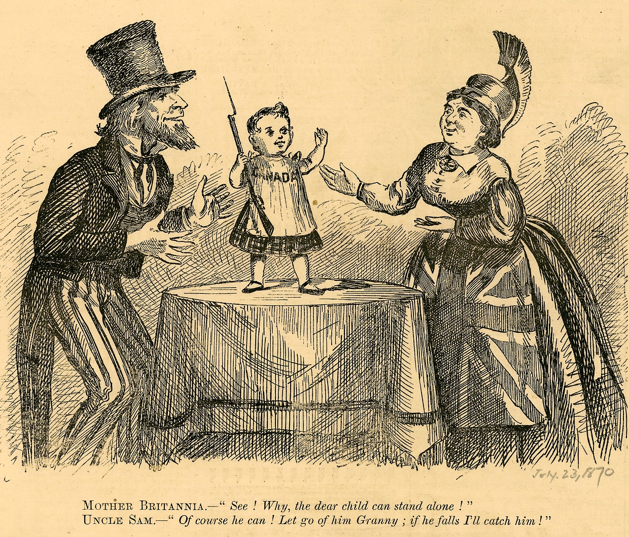 political cartoon about Confederation from 1870