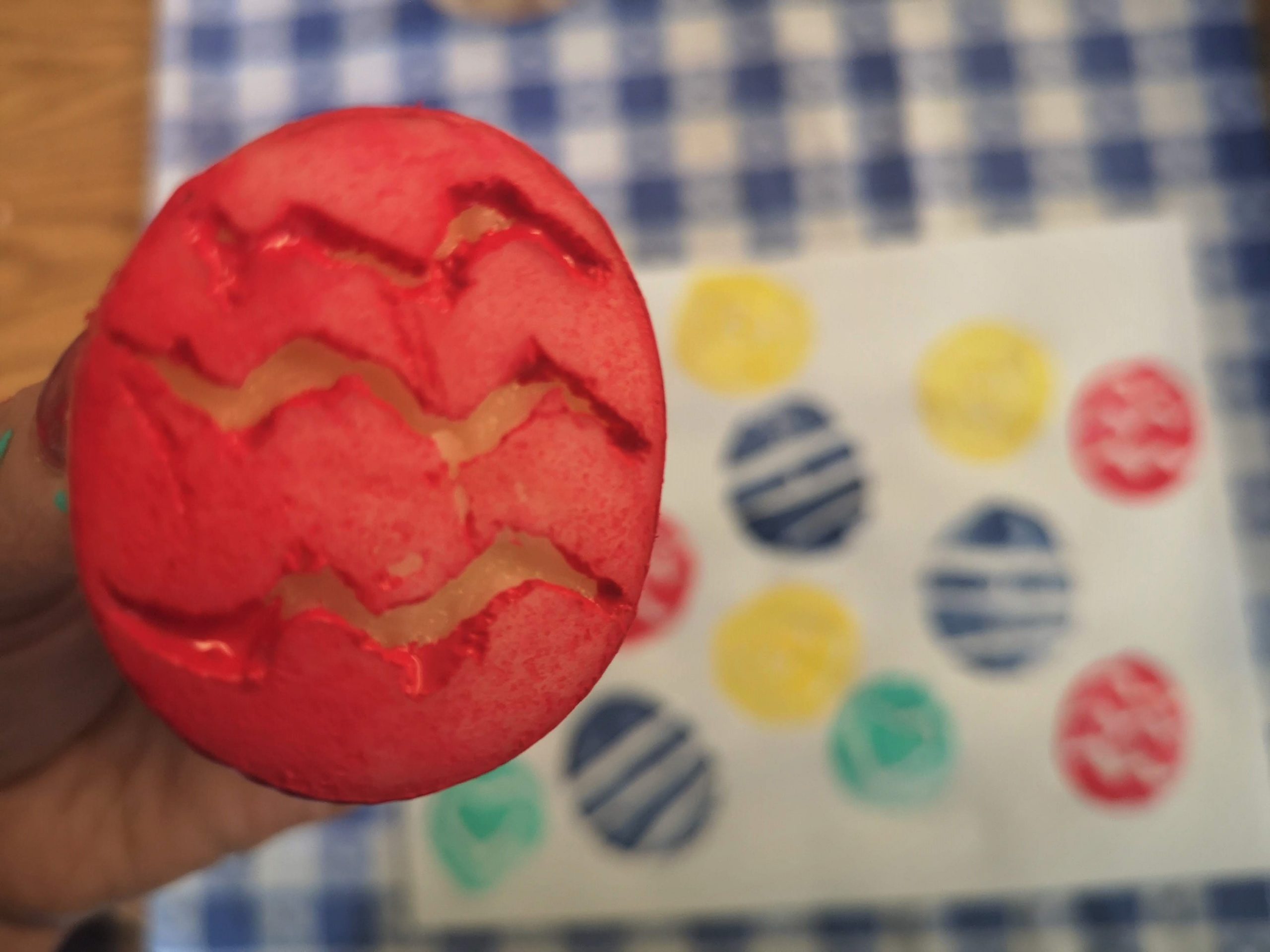 A stamp made out of a potato.