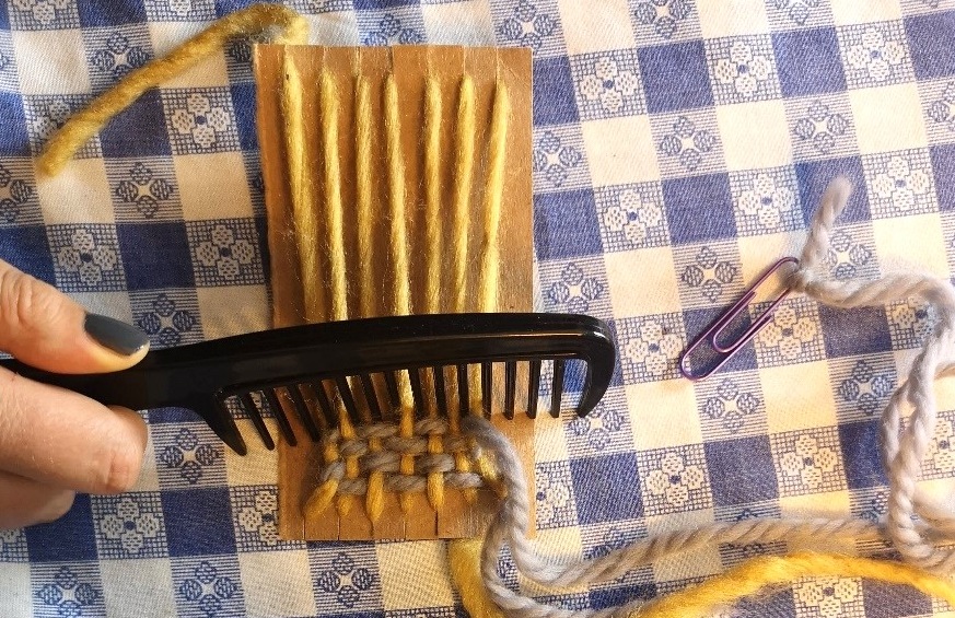 crafter uses a comb as a beater bar