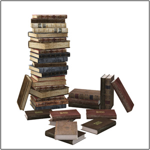 stack of antique books