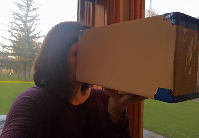 crafter experiments with homemade camera obscura