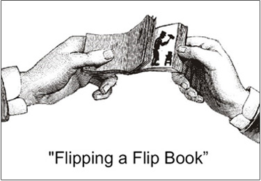 19th century illustration of a kineograph or flip book