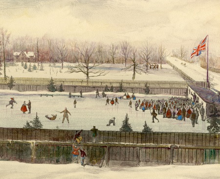 1863 illustration of skating rink in Toronto