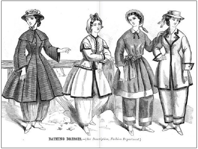 19th century illustration of women wearing bloomers
