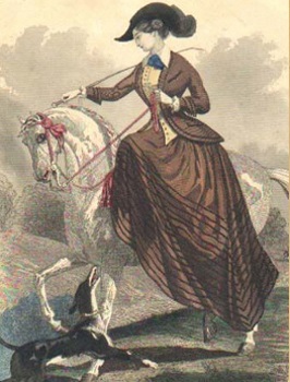 1840s illustration of woman riding sidesaddle