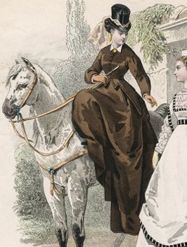 1867 illustration of woman riding sidesaddle