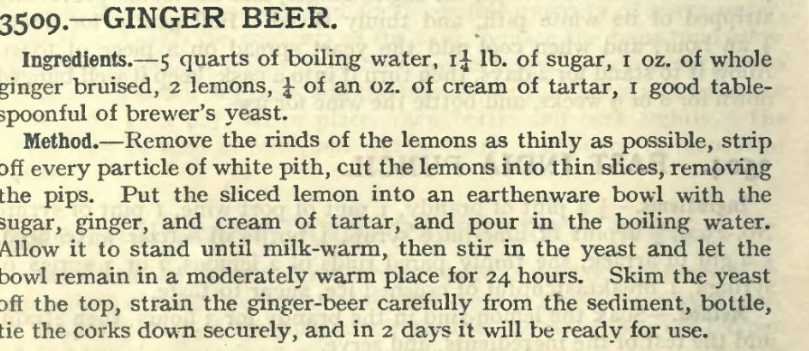 ginger beer recipe from Victorian cookbook