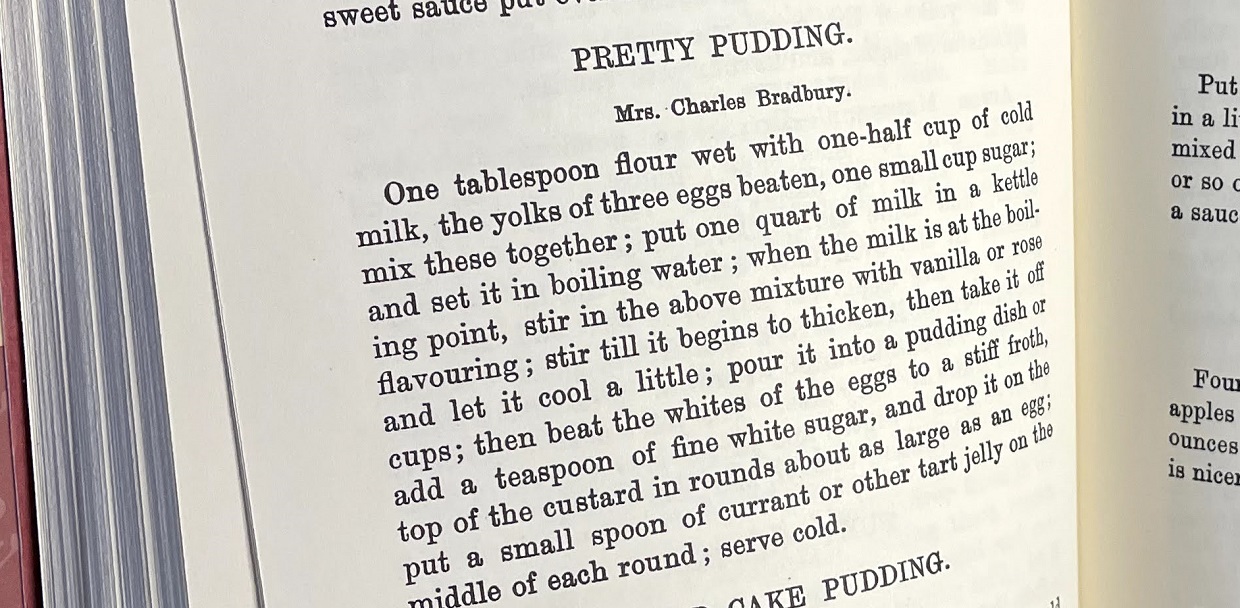 recipe for Pretty Pudding from The Home Cookbook published in 1877