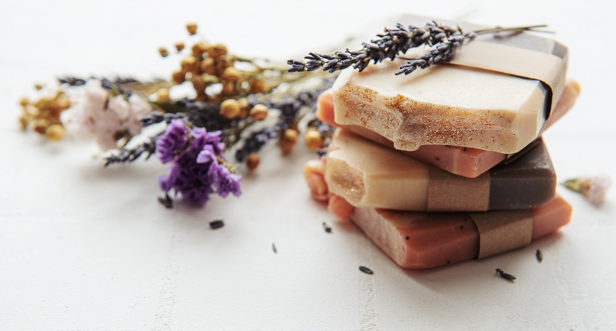 natural handmade soap with dried lavender