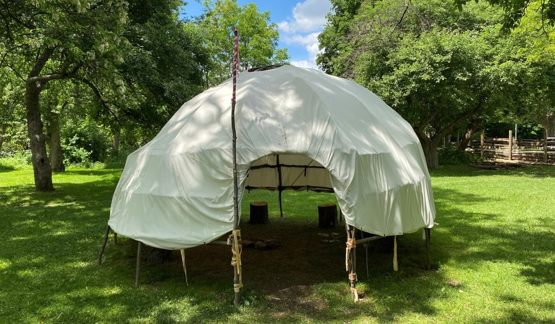 a ceremonial Ojibwe Wiigiwaam constructed at the Village at Black Creek