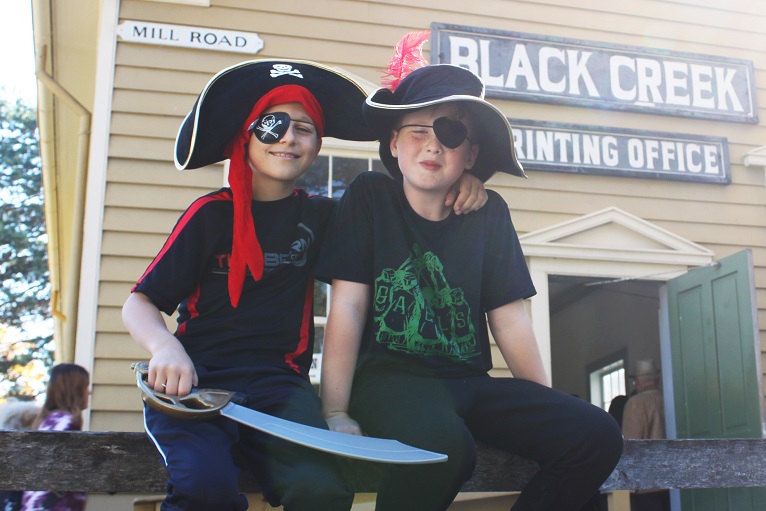 youngsters in pirate costume enjoy Black Creek Pioneer Village Halloween event