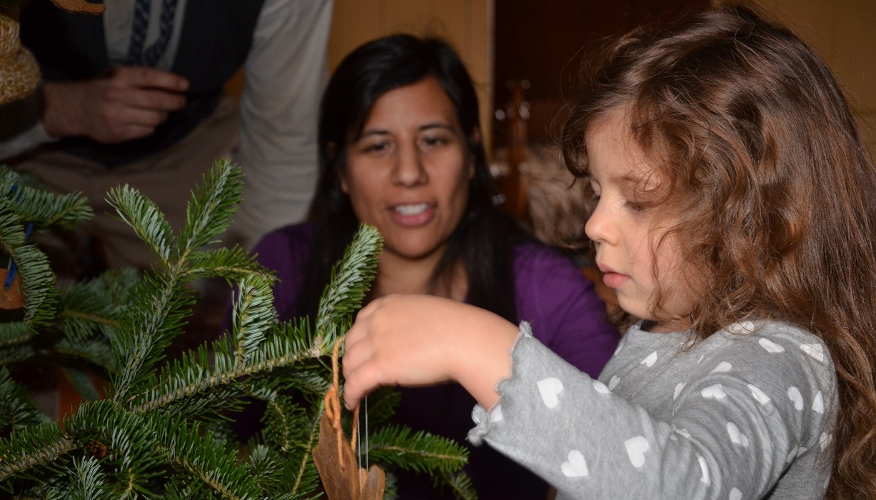 home school student learns about traditional Christmas decorations at Black Creek Pioneer Village