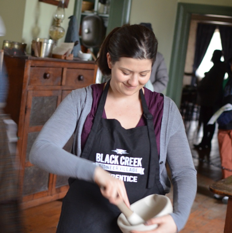 corporate group member takes part in bake off challenge at Black Creek Pioneer Village