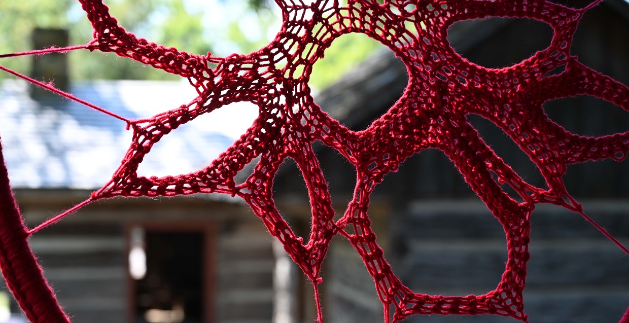 an installation by textile artist Tracey-Mae Chambers at Black Creek Village
