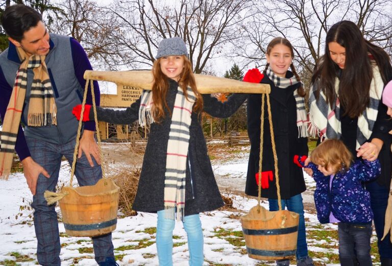 a home school family enjoys the Maple Fun program at The Village at Black Creek