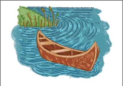 an illustration of a birch bark canoe