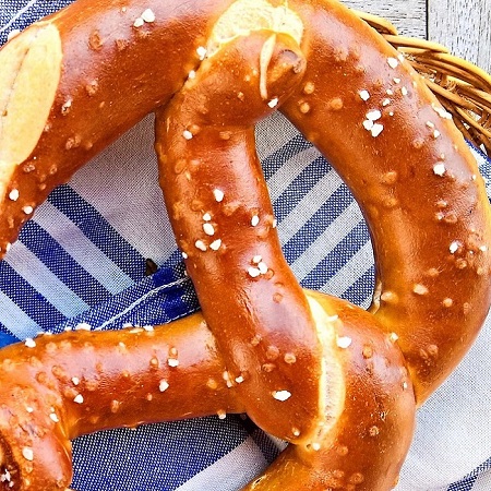 Food at The Village 2 a Bavarian pretzel