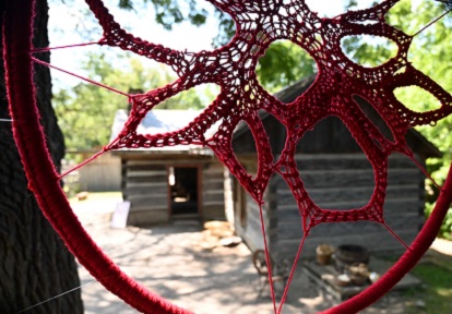 a textile art installation by artist Tracey-Mae Chambers at The Village at Black Creek