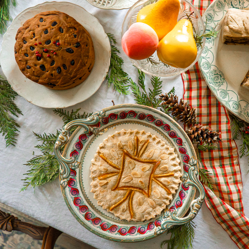 Holidays at The Village 10 a table laden with traditional Victorian holiday season treats at The Village at Black Creek