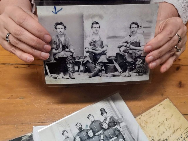 close up to the historical photos on the table