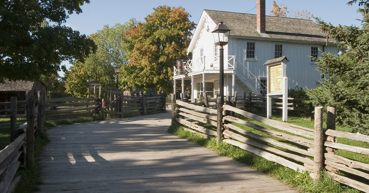 boardwalk to the Tinsmith shop at Black Creek Pioneer Village