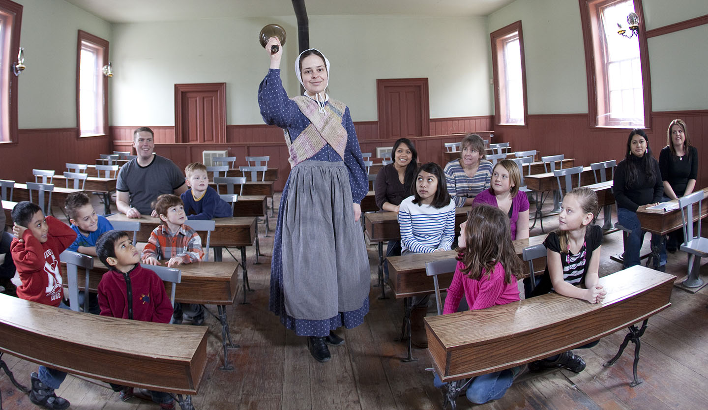 Elementary school students receive a lesson at Black Creek Pioneer Village