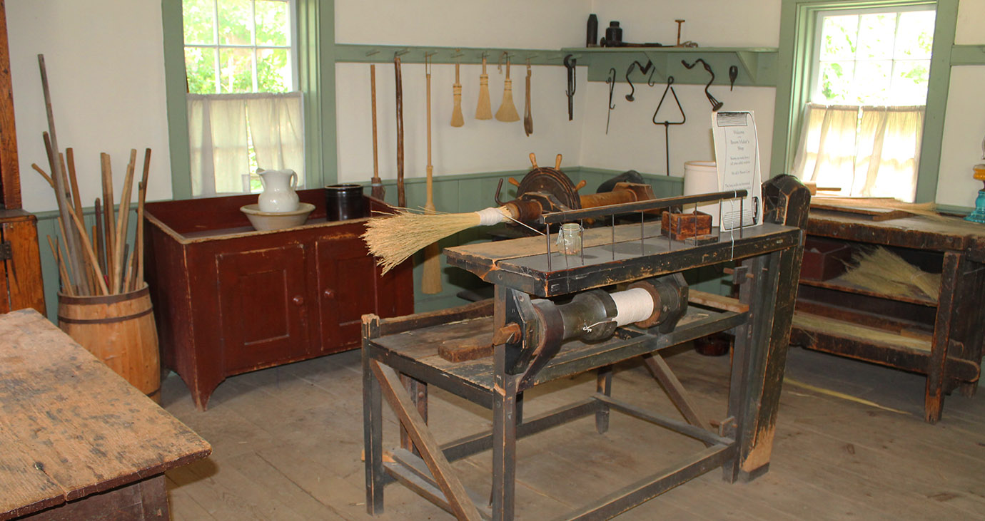 interior of Broom Makers shop at Black Creek Pioneer Village