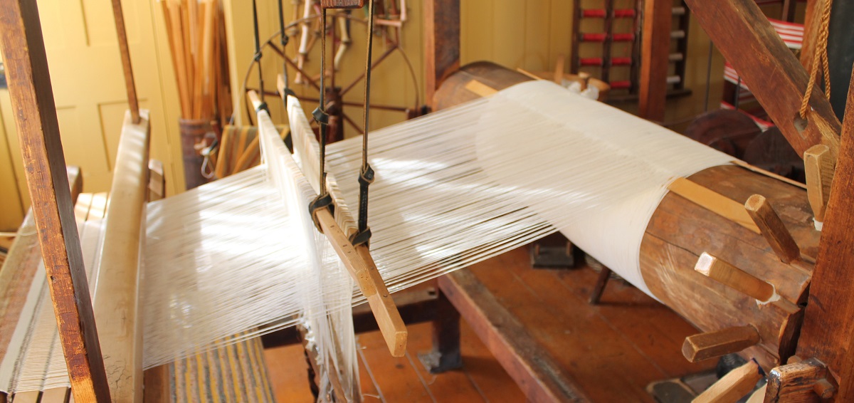 a loom at the Charles Irvin Weaver Shop at Black Creek Pioneer Village