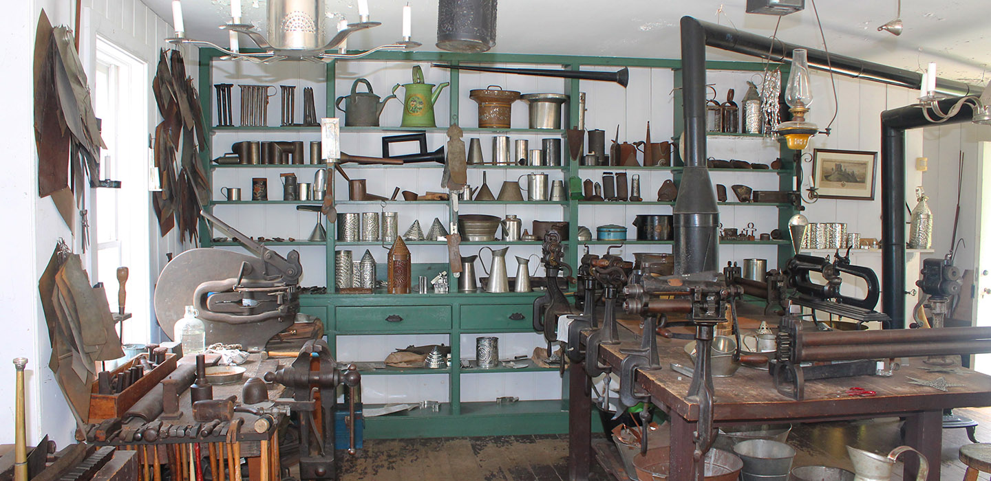 interior of tinsmith shop at Black Creek Pioneer Village